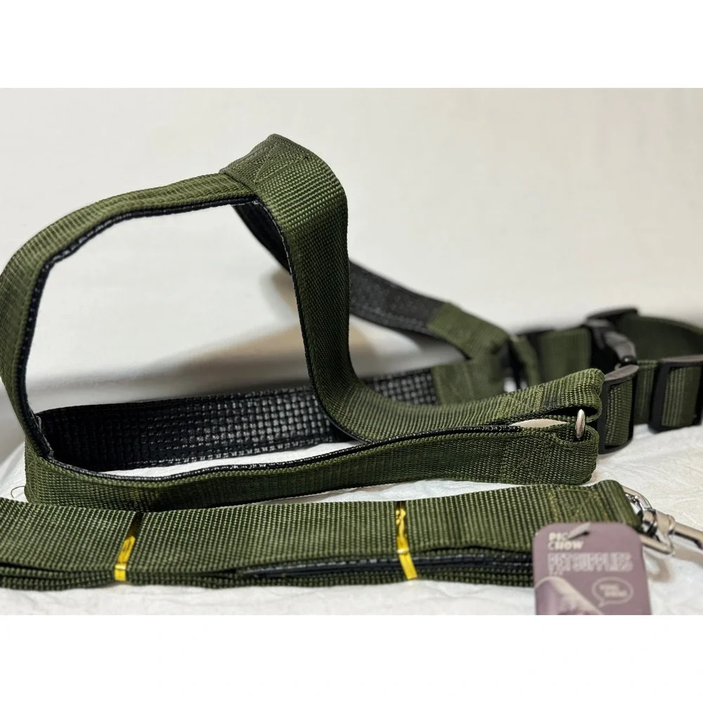 Adjustable Dog Harness and Leash Set Large Olive Green NWT Pet Accessory Top XL